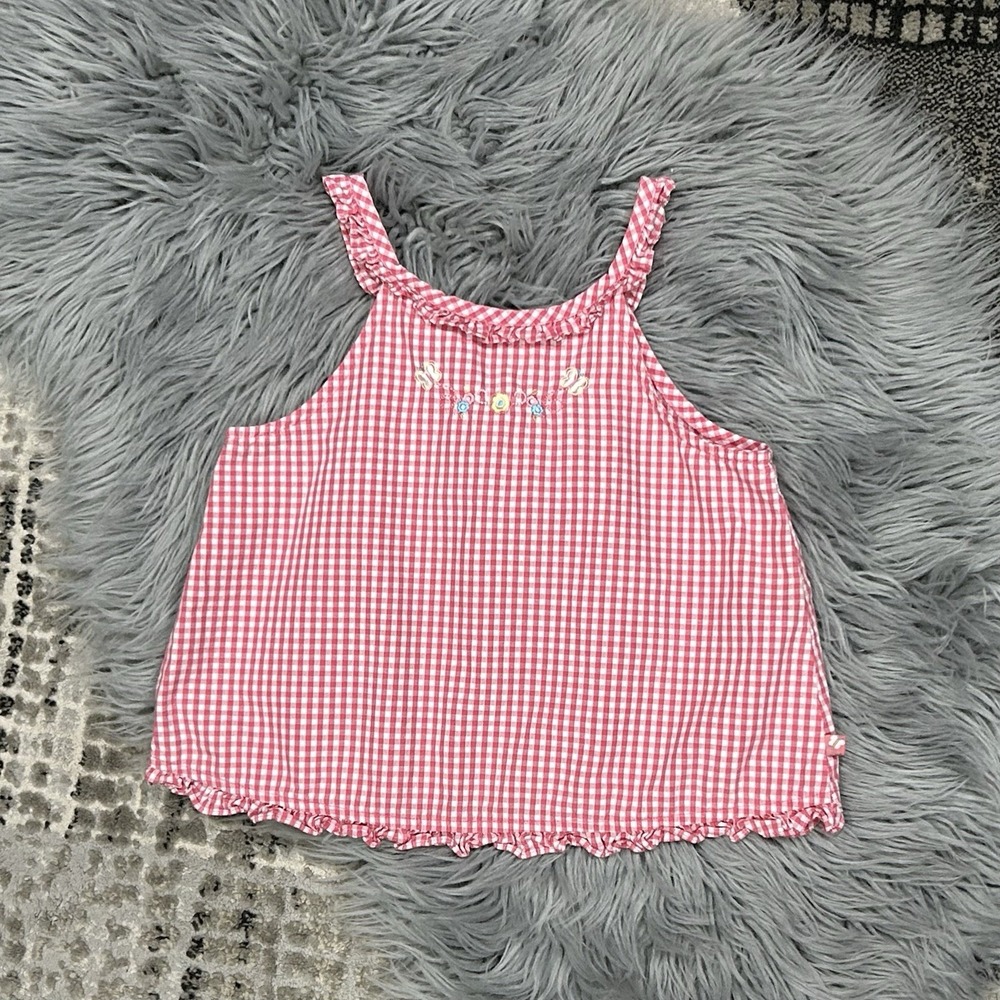 McKids Vintage Pink‎ Gingham & Embroidered Cropped Tank Size 7